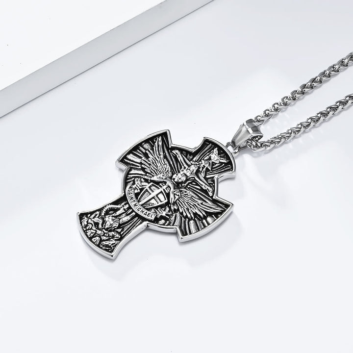 Classic Style Saint Michael Archangel Guardian Of Faith Pendant Necklace