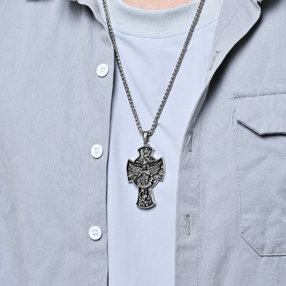 Classic Style Saint Michael Archangel Guardian Of Faith Pendant Necklace