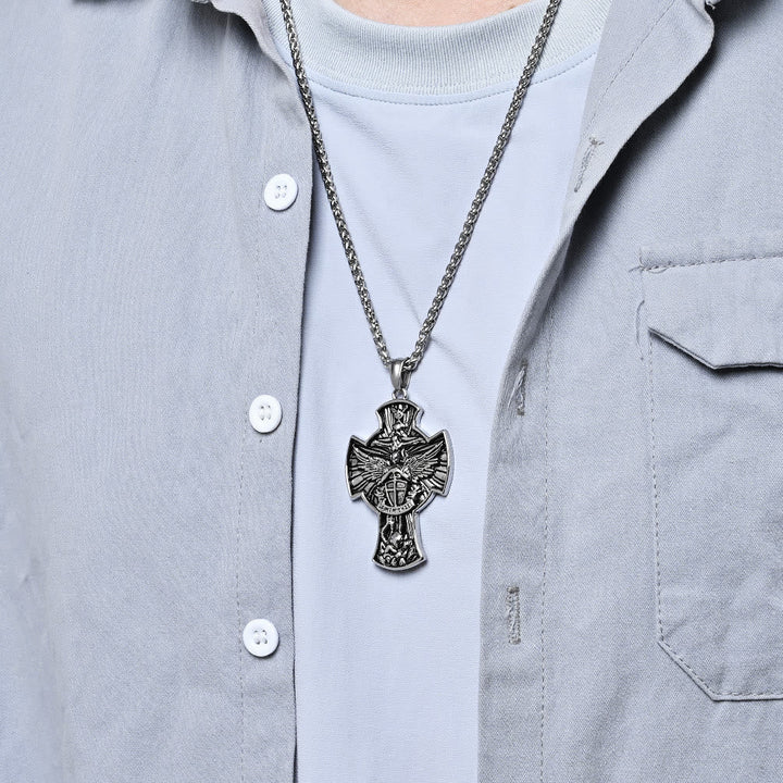 Classic Style Saint Michael Archangel Guardian Of Faith Pendant Necklace