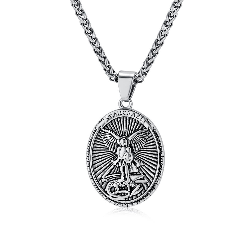 Classic Style Saint Michael Archangel Ephesians 6:10 Pendant Necklace