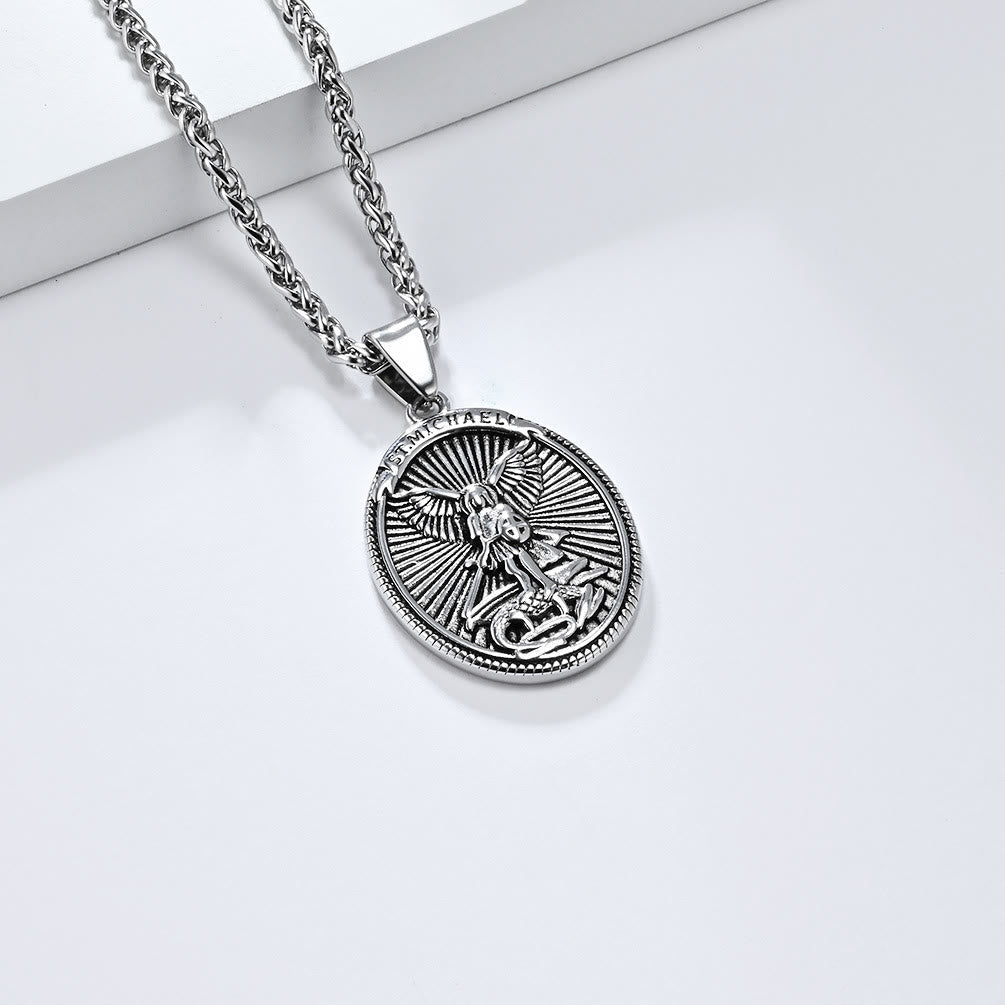 Classic Style Saint Michael Archangel Ephesians 6:10 Pendant Necklace