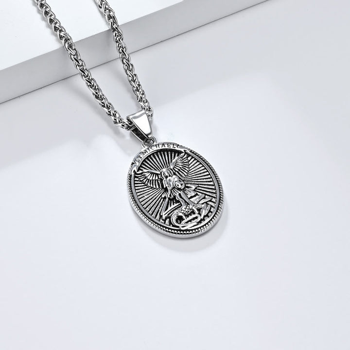 Classic Style Saint Michael Archangel Ephesians 6:10 Pendant Necklace