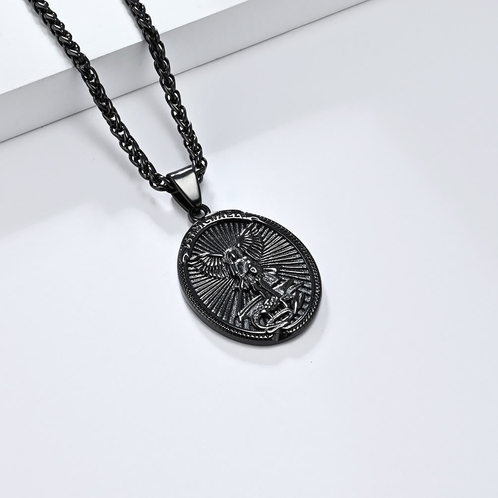 Classic Style Saint Michael Archangel Ephesians 6:10 Pendant Necklace