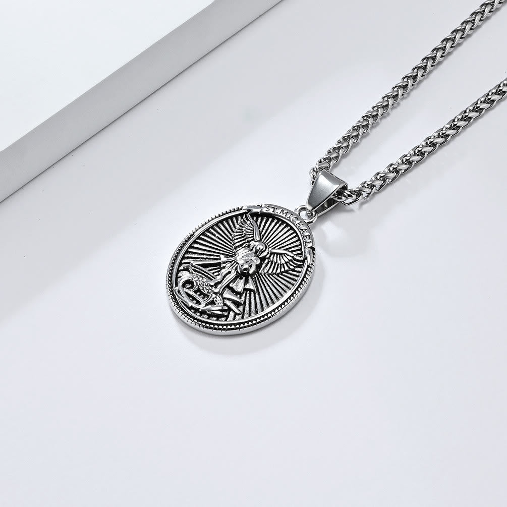 Classic Style Saint Michael Archangel Ephesians 6:10 Pendant Necklace