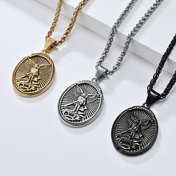 Classic Style Saint Michael Archangel Ephesians 6:10 Pendant Necklace