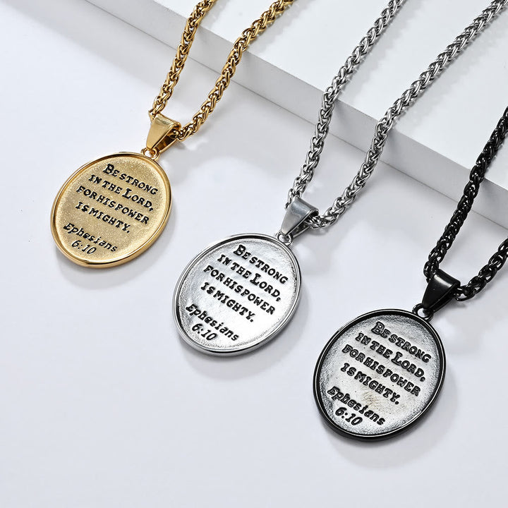 Classic Style Saint Michael Archangel Ephesians 6:10 Pendant Necklace