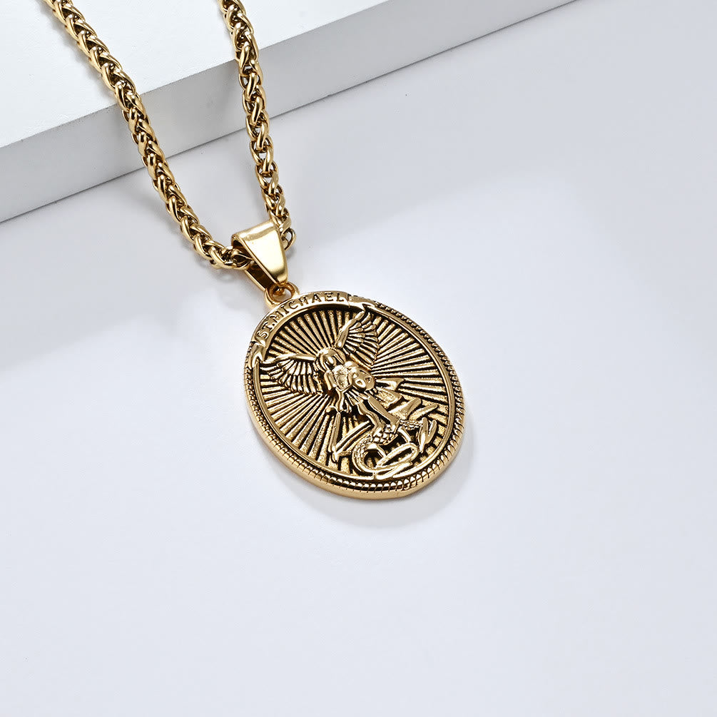 Classic Style Saint Michael Archangel Ephesians 6:10 Pendant Necklace