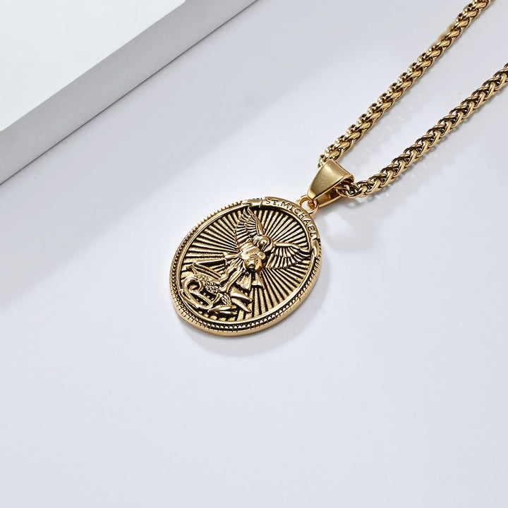 Classic Style Saint Michael Archangel Ephesians 6:10 Pendant Necklace