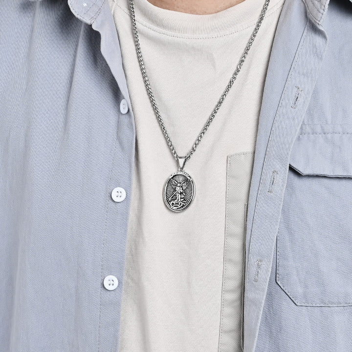Classic Style Saint Michael Archangel Ephesians 6:10 Pendant Necklace