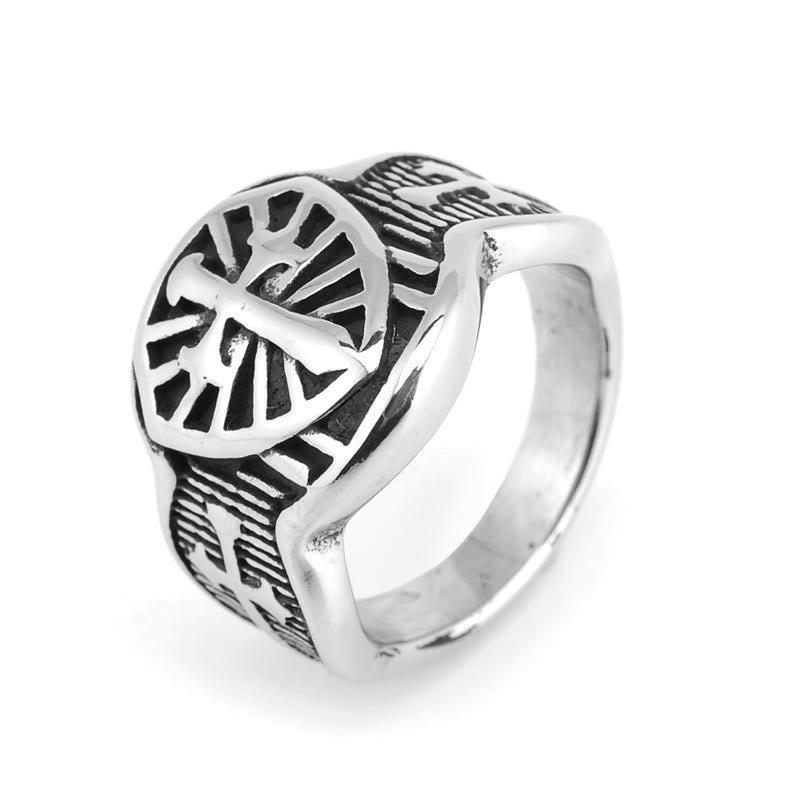 Modern Style Shield Cross Divine Protection Ring