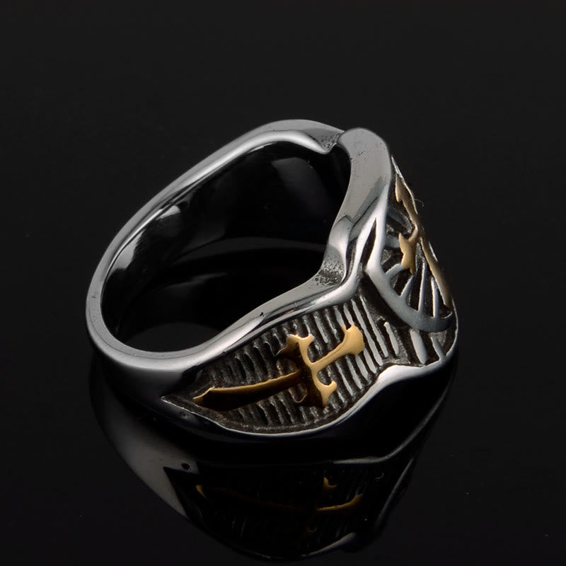 Modern Style Shield Cross Divine Protection Ring