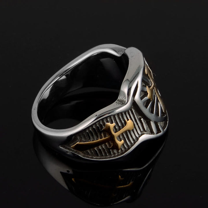 Modern Style Shield Cross Divine Protection Ring