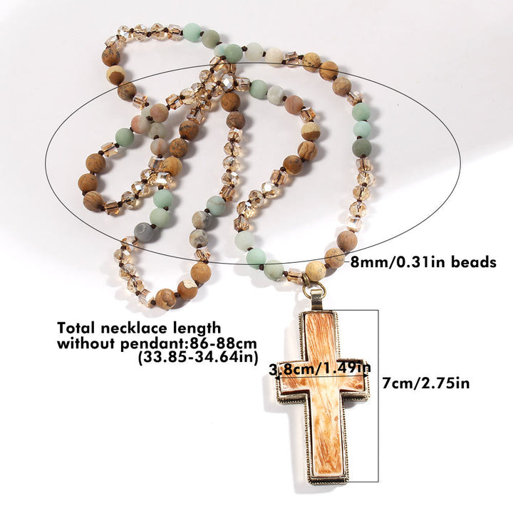 Classic Style Graceful Devotion Beaded Cross Necklace