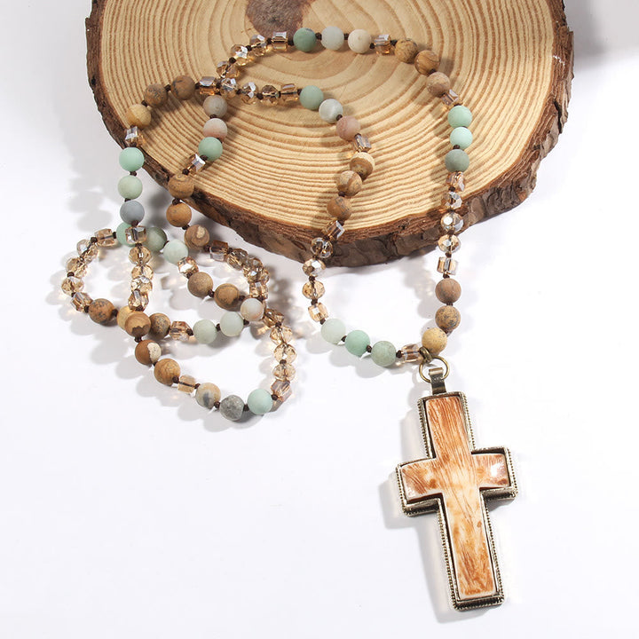 Classic Style Graceful Devotion Beaded Cross Necklace