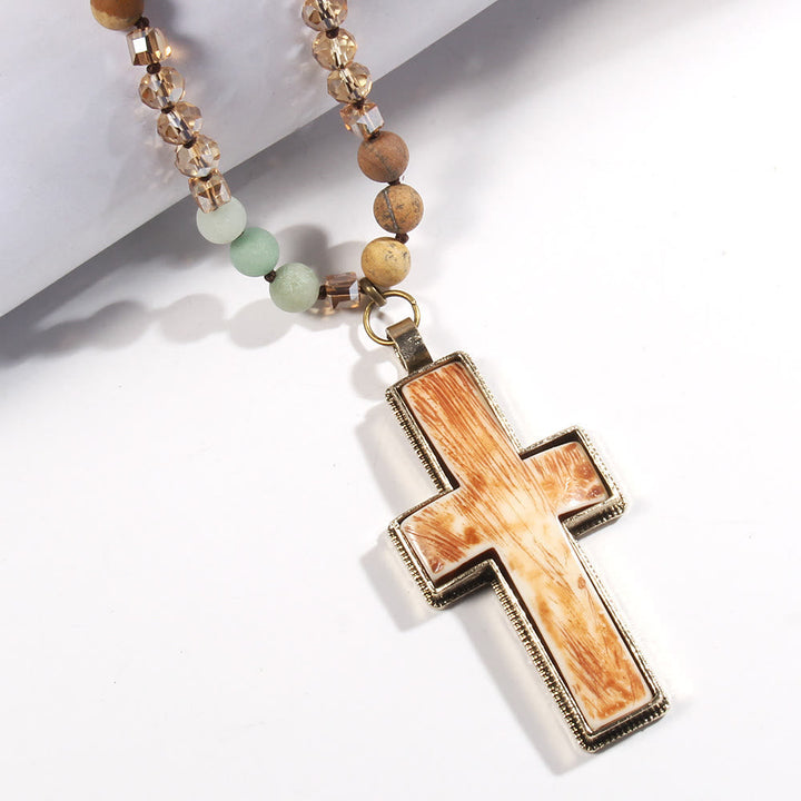 Classic Style Graceful Devotion Beaded Cross Necklace