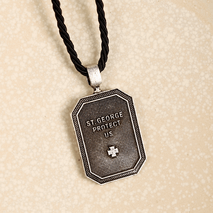 Classic Style Saint George and the Dragon Pendant Protection Prayer Necklace
