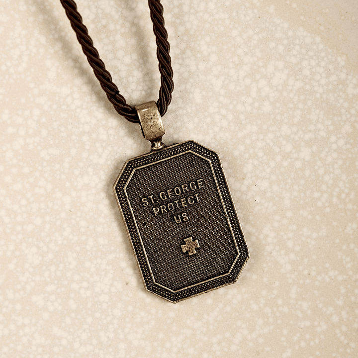 Classic Style Saint George and the Dragon Pendant Protection Prayer Necklace