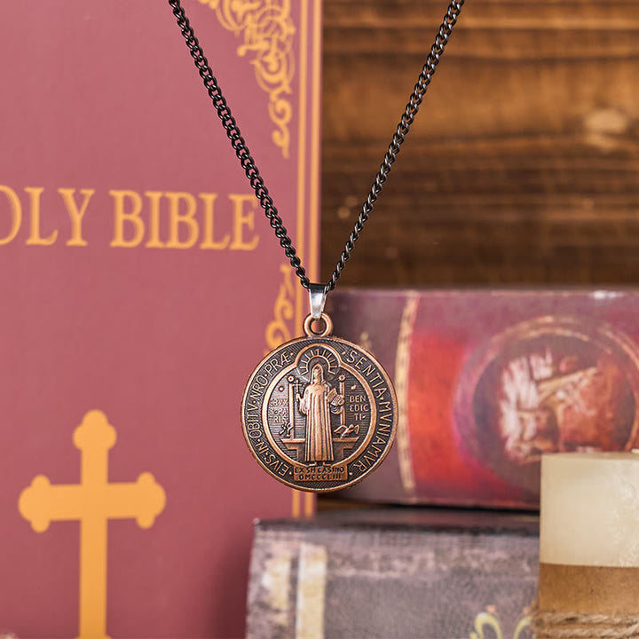 Classic Style Crafted St. Benedict Symbol Pendant Necklace(3 color)