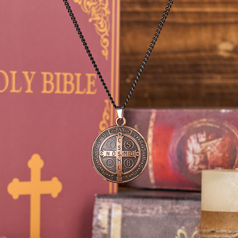 Classic Style Crafted St. Benedict Symbol Pendant Necklace(3 color)