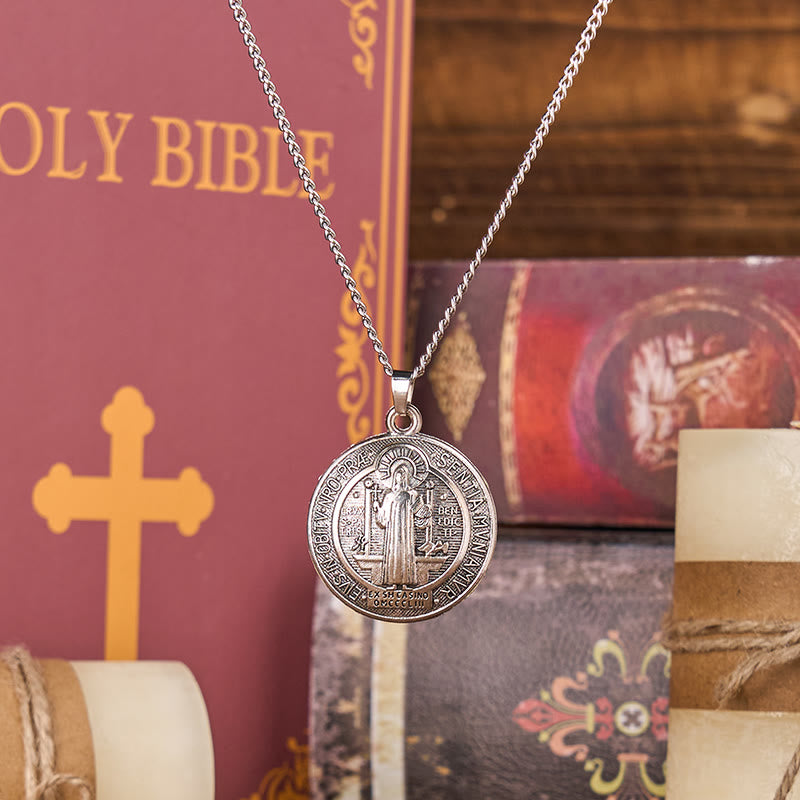 Classic Style Crafted St. Benedict Symbol Pendant Necklace(3 color)