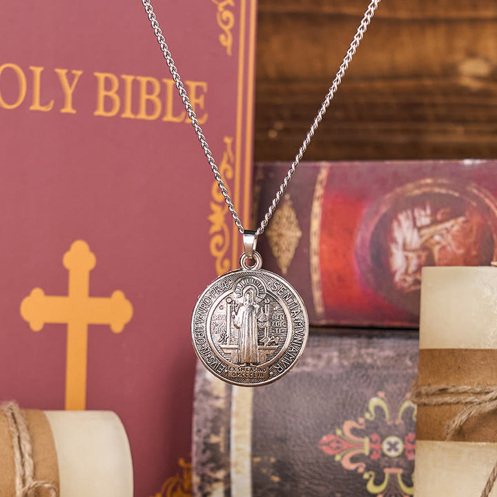 Classic Style Crafted St. Benedict Symbol Pendant Necklace(3 color)