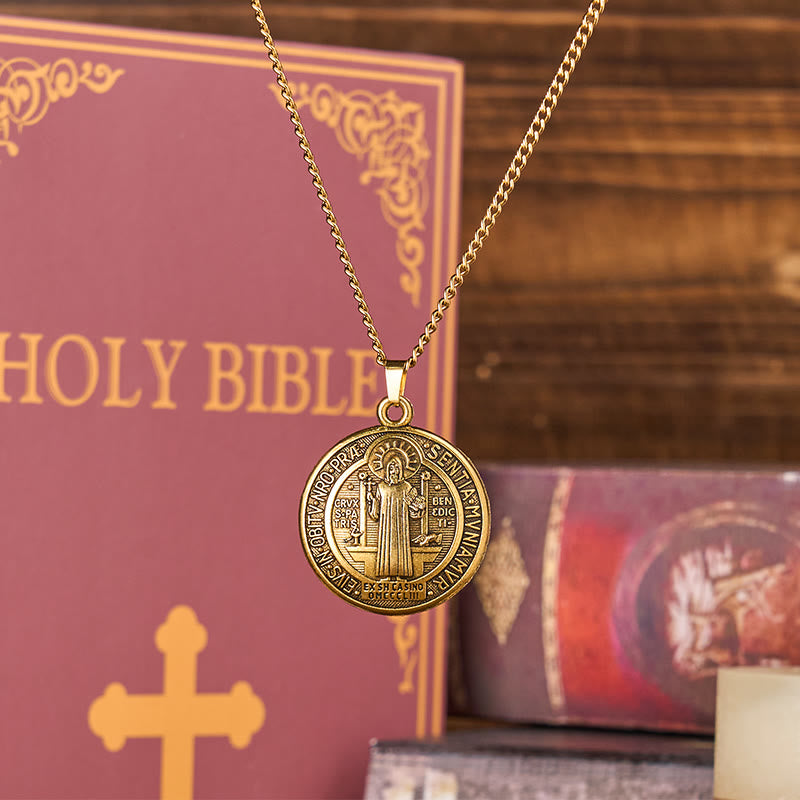 Classic Style Crafted St. Benedict Symbol Pendant Necklace(3 color)