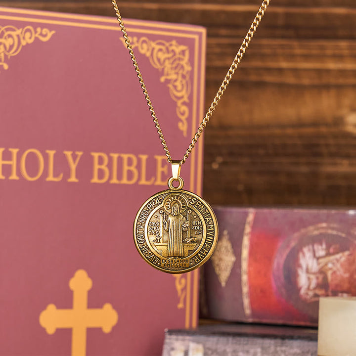 Classic Style Crafted St. Benedict Symbol Pendant Necklace(3 color)