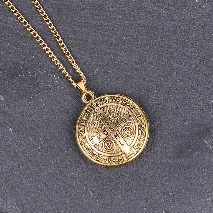 Classic Style Crafted St. Benedict Symbol Pendant Necklace(3 color)
