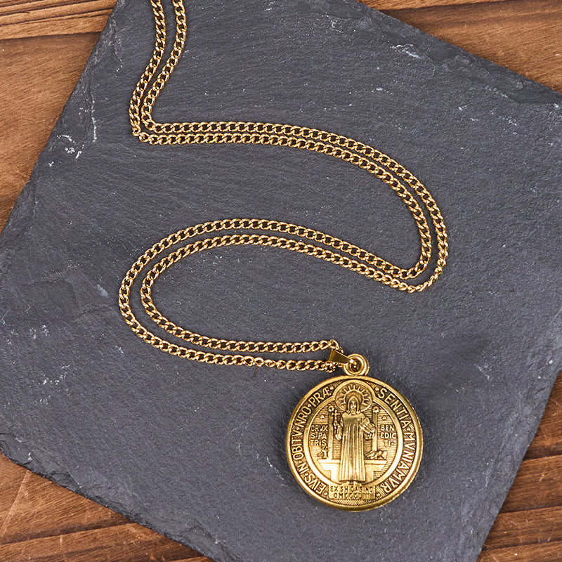 Classic Style Crafted St. Benedict Symbol Pendant Necklace(3 color)