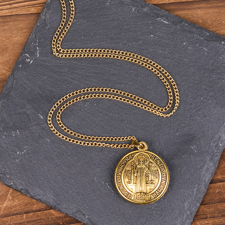 Classic Style Crafted St. Benedict Symbol Pendant Necklace(3 color)