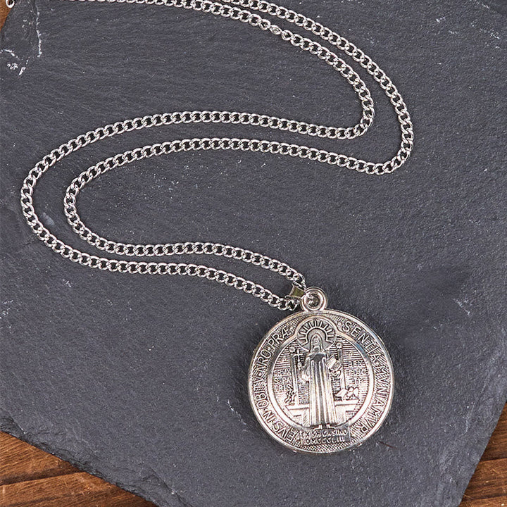 Classic Style Crafted St. Benedict Symbol Pendant Necklace(3 color)
