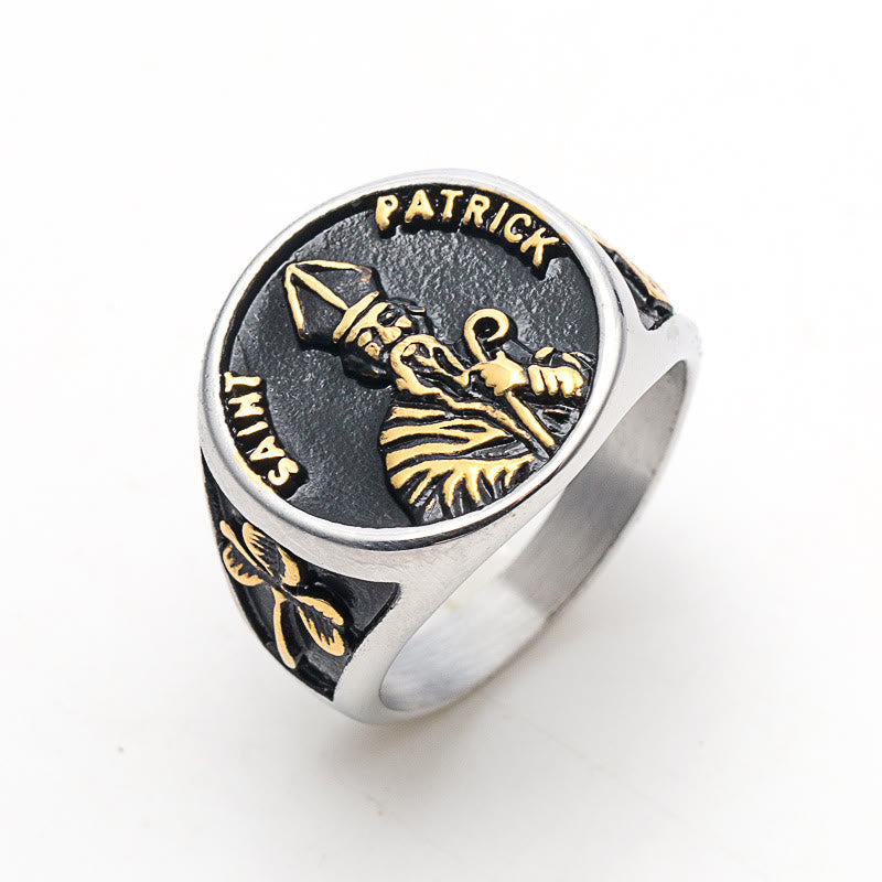 Classic Style Saint Patrick Stainless Steel Ring