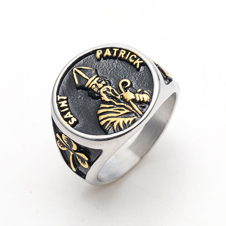 Classic Style Saint Patrick Stainless Steel Ring
