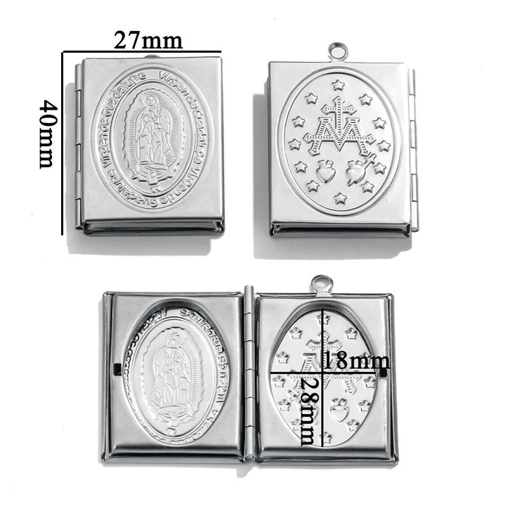 Modern Style St. Benedict & Marry Photo Box Pendant Necklace