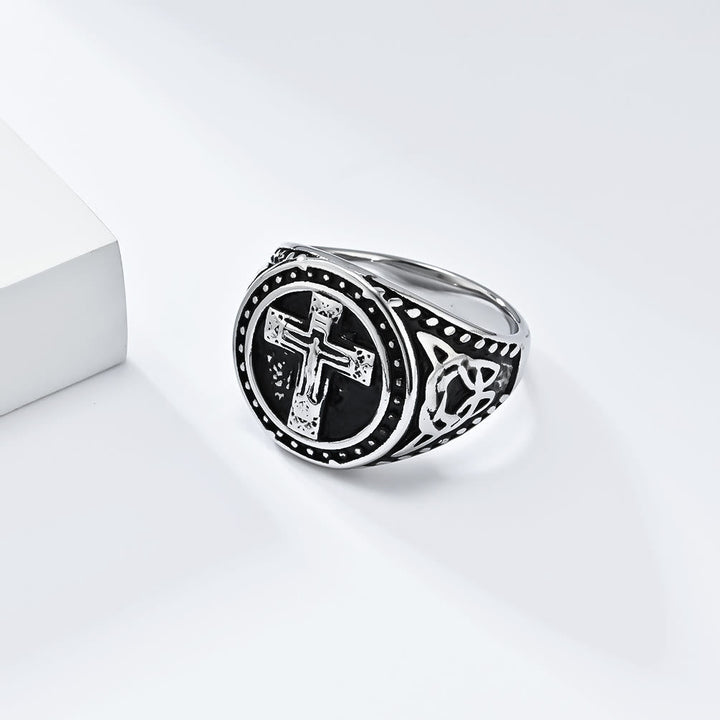 Vintage Style Medieval Crusader Cross Signet Ring