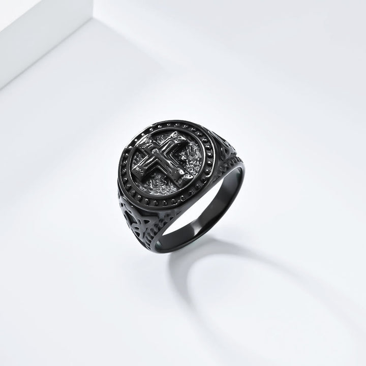 Vintage Style Medieval Crusader Cross Signet Ring