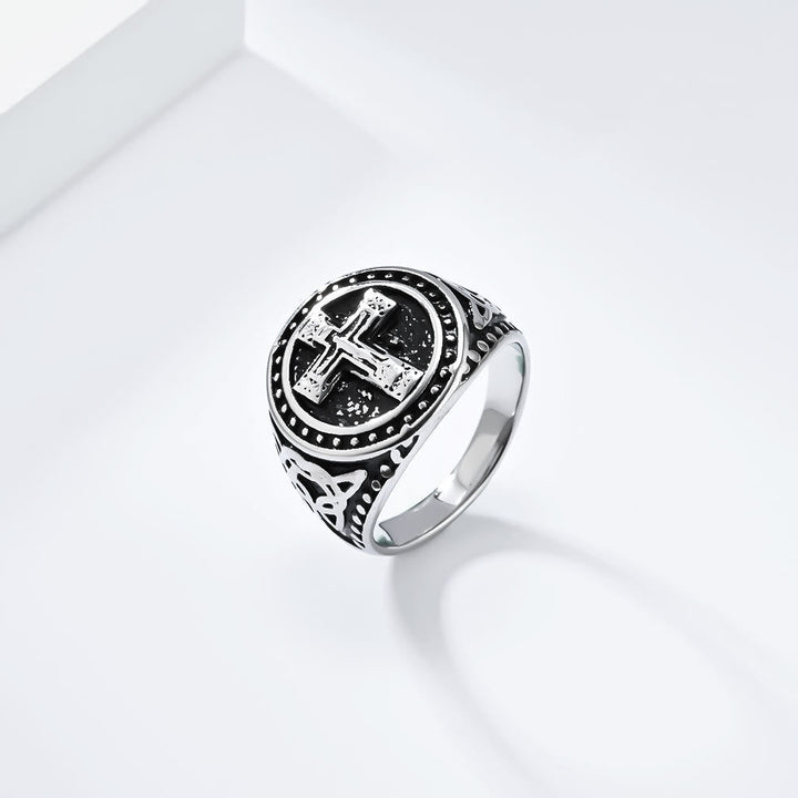 Vintage Style Medieval Crusader Cross Signet Ring
