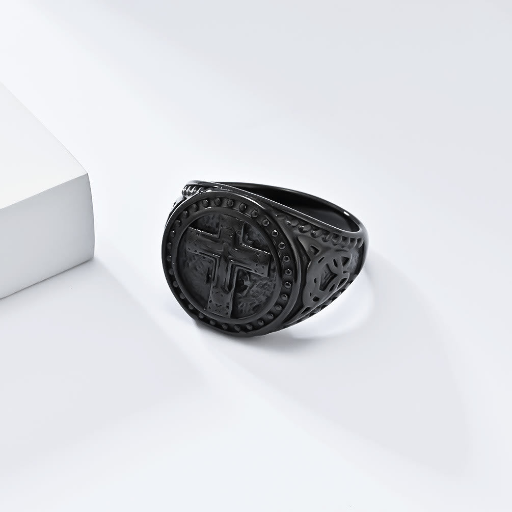Vintage Style Medieval Crusader Cross Signet Ring