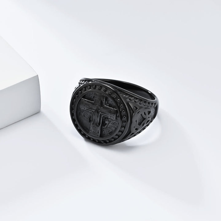 Vintage Style Medieval Crusader Cross Signet Ring