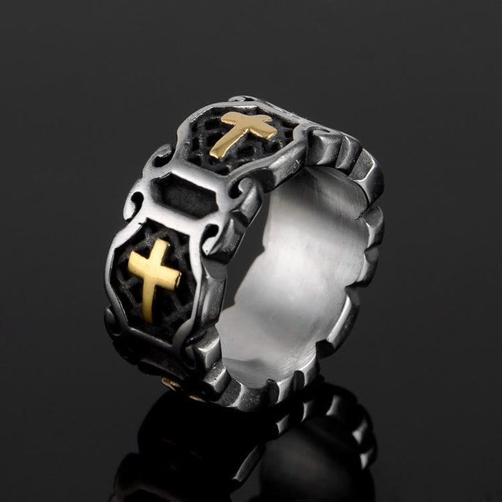 Modern Style Sacred Cross Elegant Pattern Ring