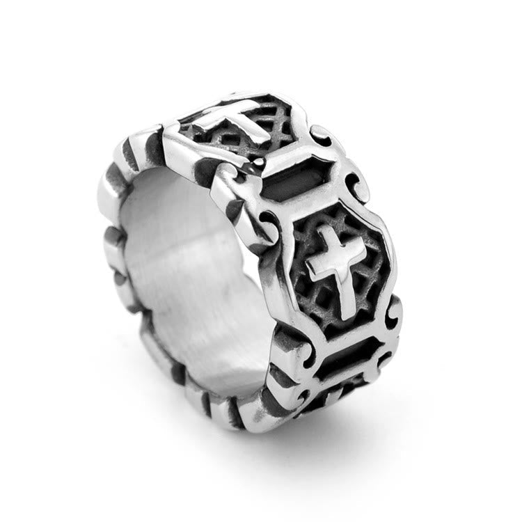 Modern Style Sacred Cross Elegant Pattern Ring