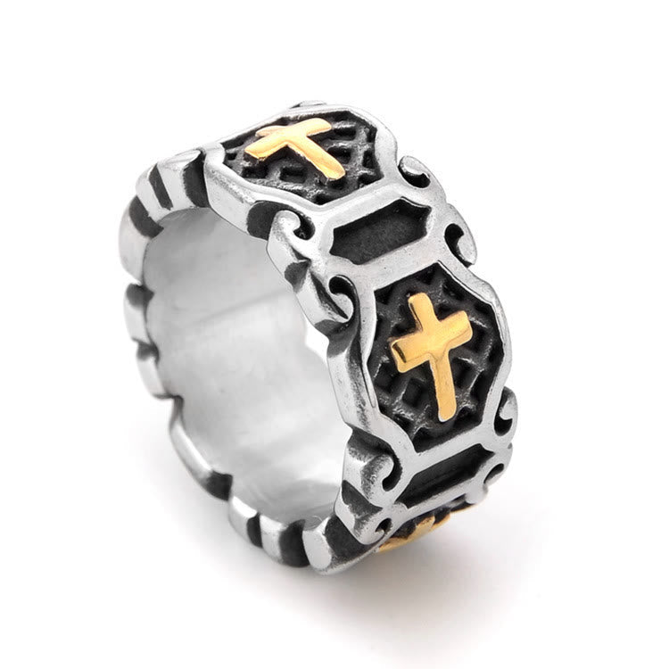 Modern Style Sacred Cross Elegant Pattern Ring