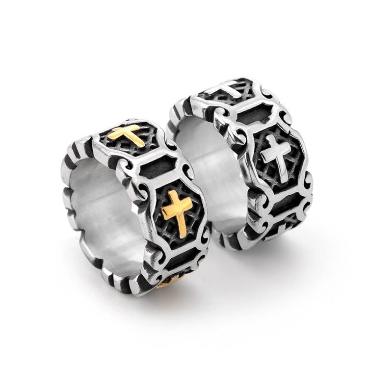 Modern Style Sacred Cross Elegant Pattern Ring