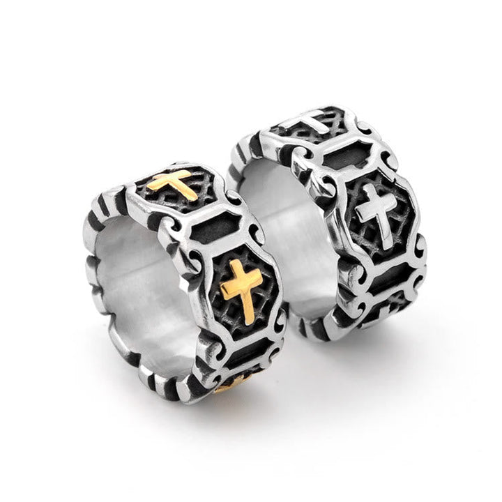 Modern Style Sacred Cross Elegant Pattern Ring