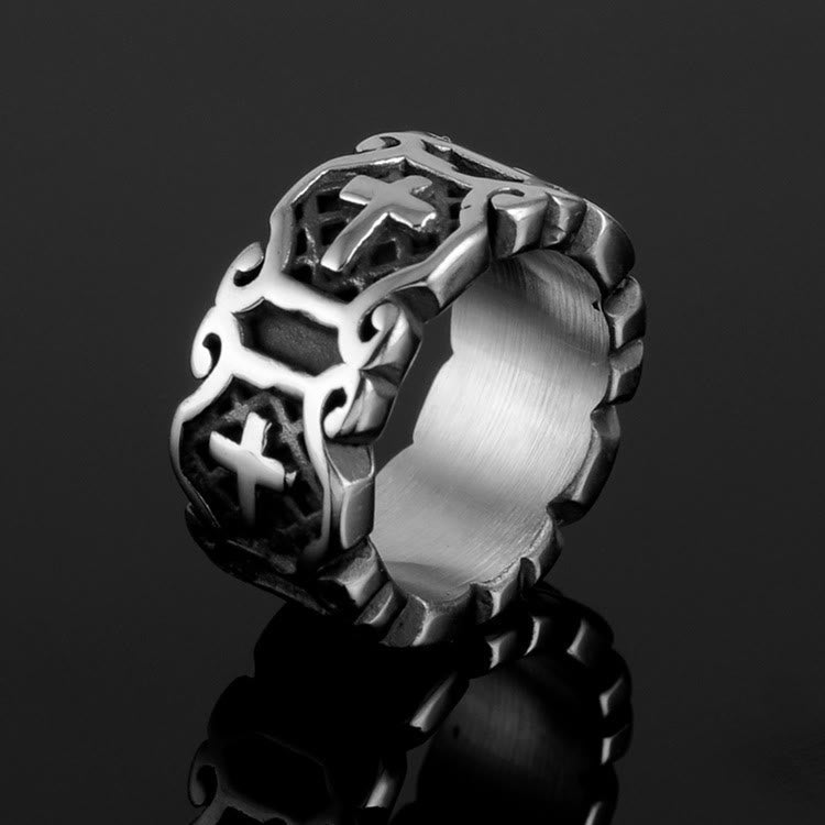 Modern Style Sacred Cross Elegant Pattern Ring