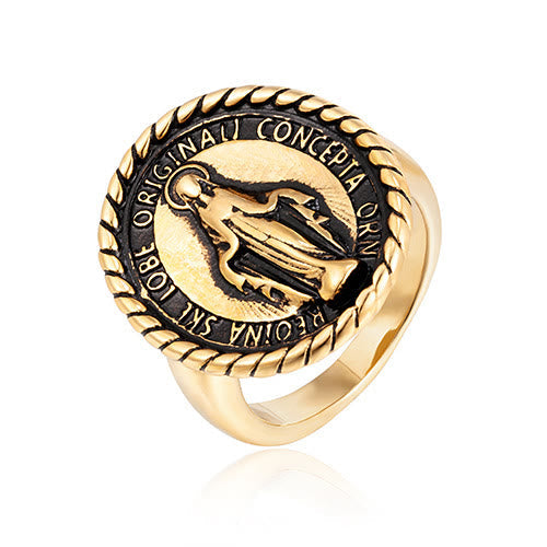 Classic Style Virgin Mary Medallion Blessing Ring