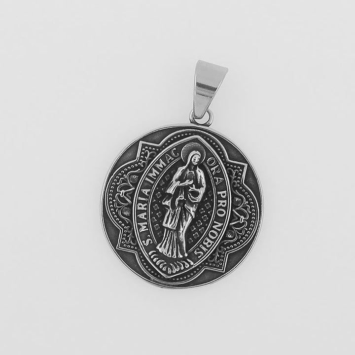 Retro Style Our Lady Virgin Marry Pattern Round Pendant Necklace
