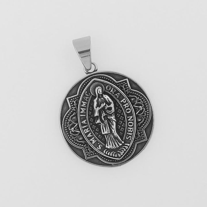 Retro Style Our Lady Virgin Marry Pattern Round Pendant Necklace