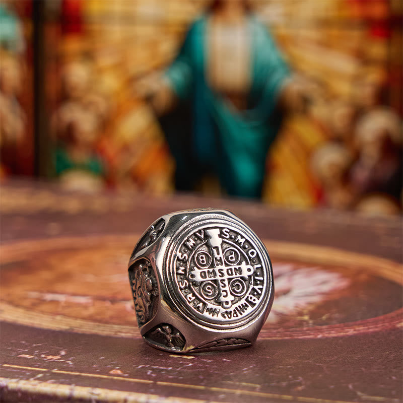 Classic Style St. Benedict Cross Divine Faith Ring