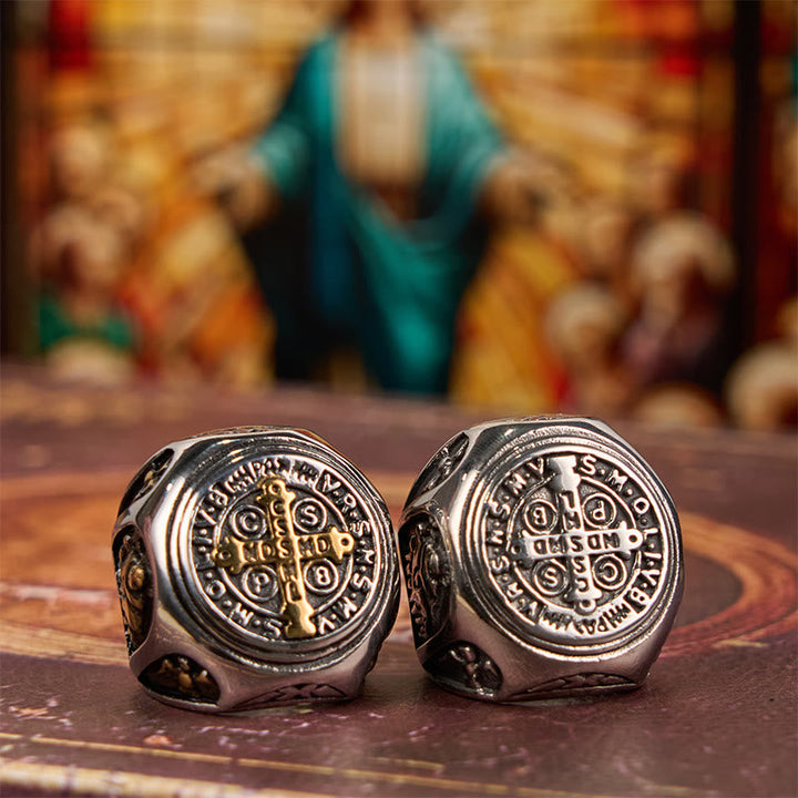 Classic Style St. Benedict Cross Divine Faith Ring